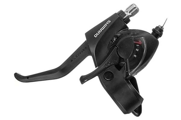 Шифтер/торм.ручка Shimano Tourney EF41, лев., 3 cк., трос 1800 мм, черный, арт. 590135 Шифтер/торм.ручка Shimano Tourney EF41, лев., 3 cк., трос 1800 мм, черный, арт. 590135