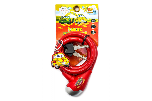 Замок велосипедный детский с брелоком 12*1000мм Vinca Sport Замок велосипедный детский с брелоком 12*1000мм Vinca Sport