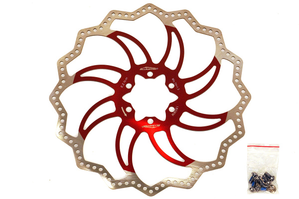 Ротор тормоза Alligator HK-R19RD-DIY STARLITE,180мм, серебристо\красный,крепление IS6 Ротор тормоза Alligator HK-R19RD-DIY STARLITE,180мм, серебристо\красный,крепление IS6
