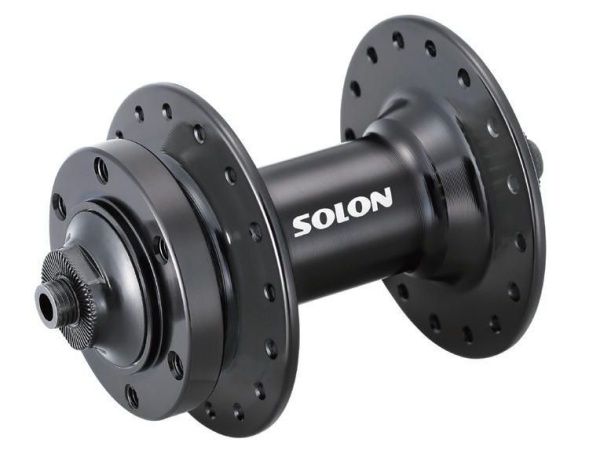 Втулка передняя Solon DH901YF 36H DISC M9*100mm, эксцентрик, крепление IS6, 2 промподшипника, черная Втулка передняя Solon DH901YF 36H DISC M9*100mm, эксцентрик, крепление IS6, 2 промподшипника, черная