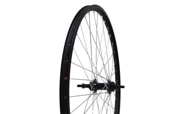 Колесо 26" MTB заднее под трещотку, двойной обод Qijian DA18 36H, втулка FR-03R 36H, сталь, на гайках, черный цвет Колесо 26" MTB заднее под трещотку, двойной обод Qijian DA18 36H, втулка FR-03R 36H, сталь, на гайках, черный цвет