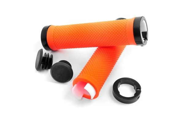 Грипсы с металлическими зажимами, длина 129мм, оранжевые, зажим черный, Orange/Black HL-G 119 Грипсы с металлическими зажимами, длина 129мм, оранжевые, зажим черный, Orange/Black HL-G 119